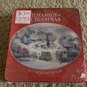 Thomas Kinkade's Treasury Of Christmas ~3 CD Set In Tin With 6 Post Cards NEW